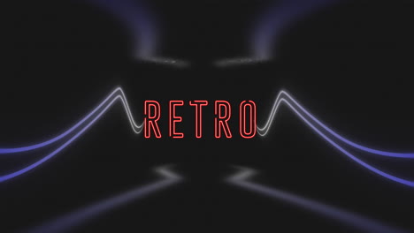 Animation-of-retro-over-neon-lines-on-black-background