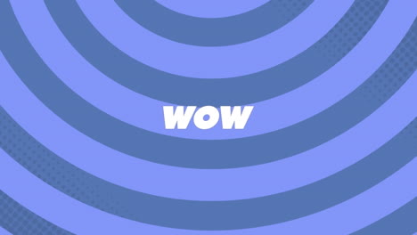 Animation-of-wow-text-over-circular-pattern-against-blue-background