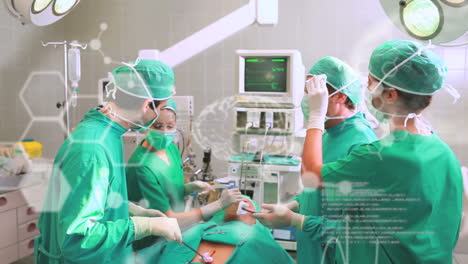 Animation-of-scientific-data-processing-and-chemical-structures-over-diverse-surgeons-operating