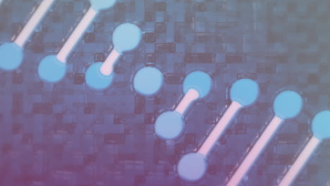 Animation-Einer-Rotierenden-DNA-Helix-über-Einem-Quadratischen,-Strukturierten-Hintergrund