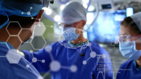 Animation-of-scientific-data-processing-and-chemical-structures-over-diverse-surgeons