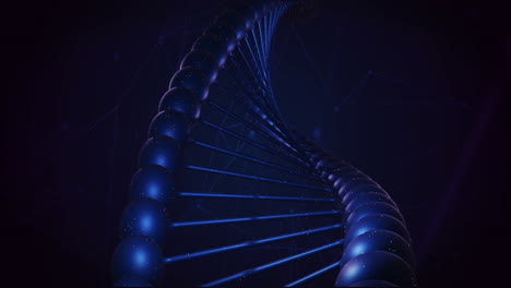 Animation-of-dna-rotating-over-data-processing-on-black-background