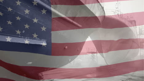 Animation-of-ships-and-american-flag-waving