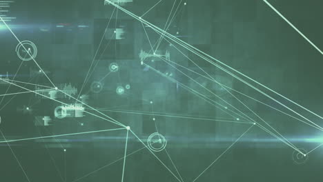 Digitale-Animation-Eines-Sich-Drehenden-Netzwerks-Aus-Verbindungen-Und-Datenverarbeitung-Vor-Grauem-Hintergrund