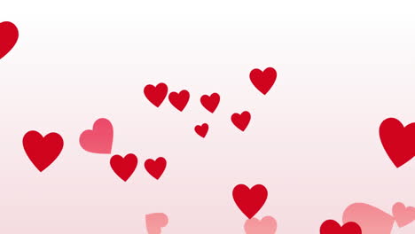 Animation-of-red-heart-icons-floating-against-copy-space-on-white-background