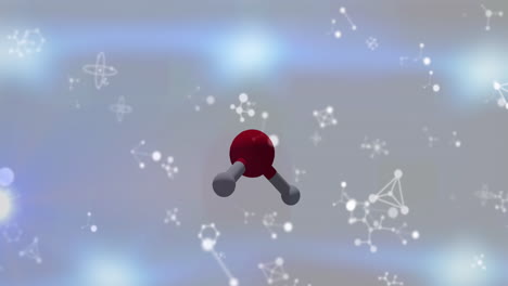 Animation-of-data-processing-and-molecules-on-blurred-background