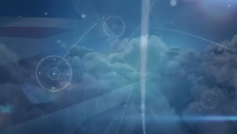 Animation-of-network-of-connections-over-clouds-in-the-sky