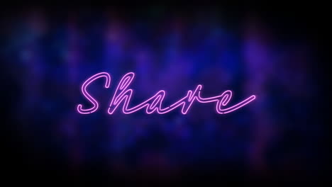 Animation-of-neon-share-text-banner-against-blue-textured-background