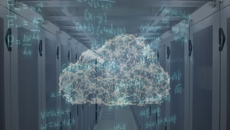 Animation-Der-Cloud--Und-Mathematischen-Datenverarbeitung-über-Computerserver