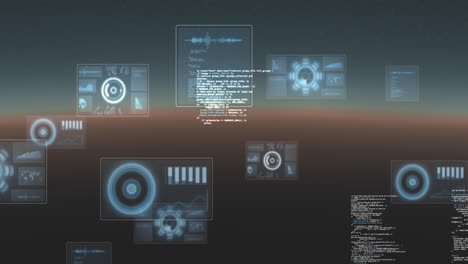 Animation-Runder-Scanner-Und-Datenverarbeitung-Vor-Grauem-Hintergrund-Mit-Farbverlauf