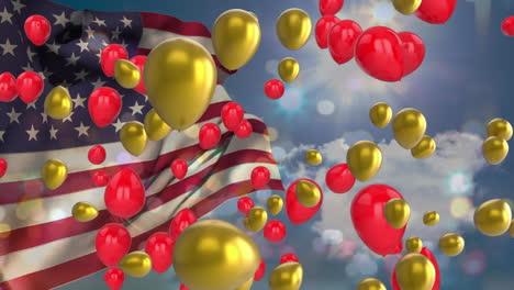 Animation-Von-Luftballons-über-Der-Flagge-Der-Vereinigten-Staaten-Von-Amerika