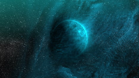 Animation-of-green-planet-in-green-galaxy
