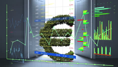 Animation-Der-Finanzdatenverarbeitung-über-Dem-Euro-Währungszeichen