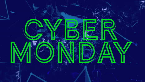 Animation-of-cyber-monday-text-and-connected-dots-forming-geometric-shapes