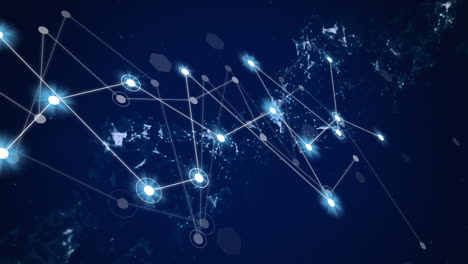 Animation-of-network-of-connections-with-glowing-spots-on-black-background