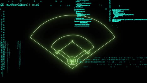 Animation-Der-Datenverarbeitung-über-Einem-Neonfarbenen-Baseballfeld