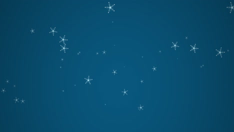 Digital-animation-of-snowflakes-icons-falling-against-copy-space-on-blue-background