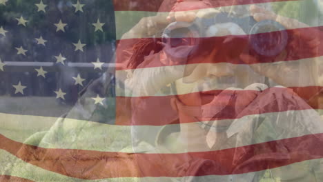 Animation-Der-Flagge-Der-USA-über-Verschiedenen-Männlichen-Soldaten