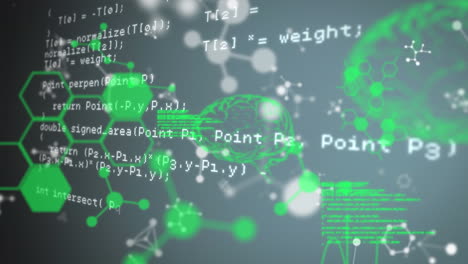 Animation-Menschlicher-Gehirne-Und-Wissenschaftliche-Datenverarbeitung-Auf-Dunklem-Hintergrund