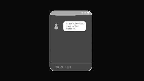 Animation-of-digital-interface-with-messages-on-black-background