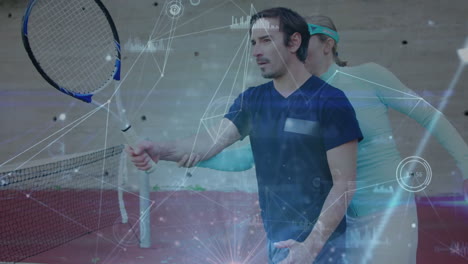 Animation-of-network-of-connections-with-data-processing-over-diverse-tennis-players-at-court