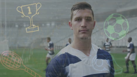 Animation-of-digital-interface-with-covid-medical-data-processing-over-rugby-players