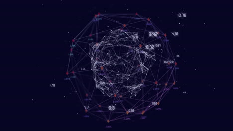 Animation-of-globe-and-connections-with-data-processing-over-black-background