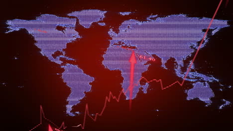 Animation-Von-Pfeilen-Und-Datenverarbeitung-über-Der-Weltkarte
