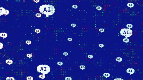Animation-Der-KI-Datenverarbeitung-Und-Symbole-Auf-Blauem-Hintergrund