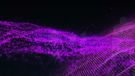 Animation-of-glowing-purple-mesh-network-of-connections-over-black-background
