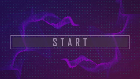 Animation-of-start-text-over-abstract-shapes-on-purple-background