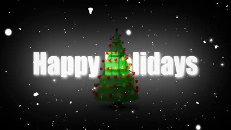 Animación-Del-árbol-De-Navidad-Sobre-Texto-De-Felices-Fiestas.