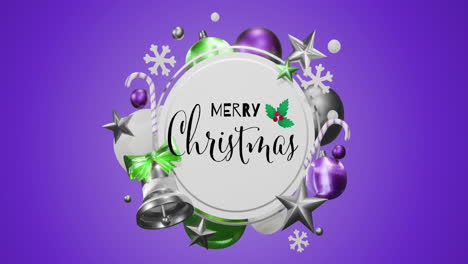 Animation-of-christmas-greetings-text-with-decoration-on-purple-background