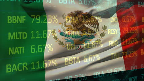 Animation-Der-Datenverarbeitung-über-Der-Flagge-Mexikos