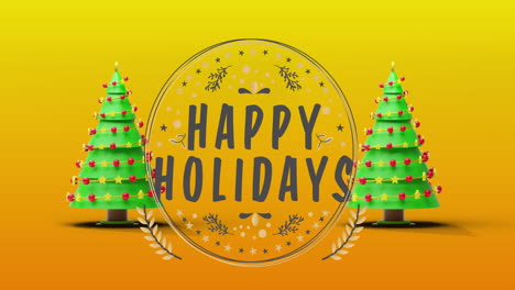 Animation-Von-Weihnachtsgrußtexten-über-Weihnachtsbäumen