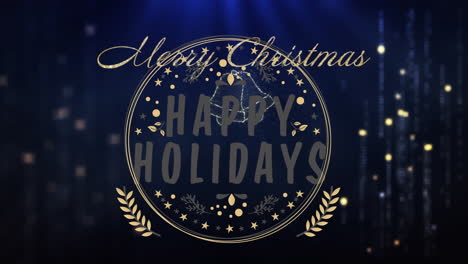 Animation-of-shooting-star-over-happy-holidays-and-merry-christmas-text-banner-and-spots-of-light