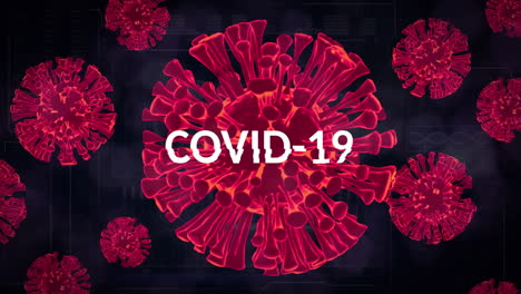 Animation-Von-Covid-19-Zellen-Auf-Dunklem-Hintergrund