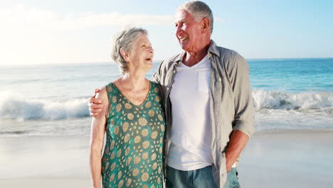 Retired-old-couple-standing-near-sea