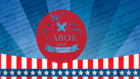 Animation-of-labor-day-over-usa-banner-and-blue-striped-background-with-writings