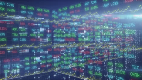 Animation-of-stock-market-display-with-numbers-and-graphs-over-computer-servers-processing-in-the-ba