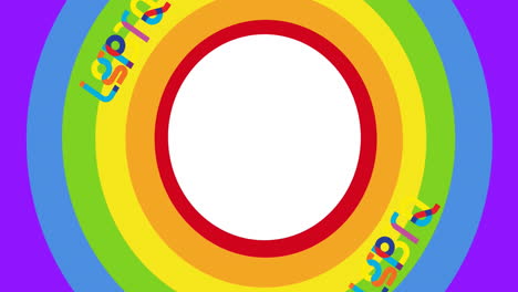 Animation-of-rainbow-circles-and-lgbtq-text-over-white-background