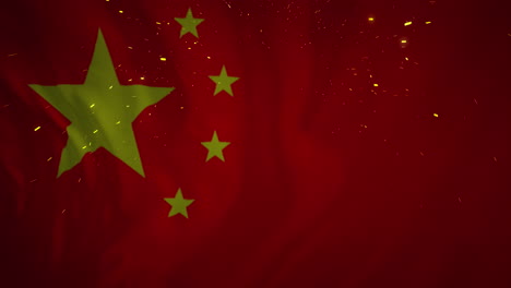 Animation-Von-Konfetti,-Das-über-Die-Flagge-Chinas-Fällt