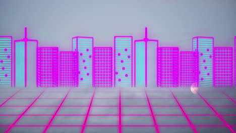 Animation-of-metaverse-city-over-grey-space
