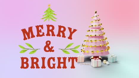 Animation-of-christmas-greetings-text-and-christmas-tree-on-pink-background