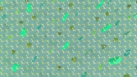 Animation-of-rows-of-christmas-pattern-moving-on-green-background