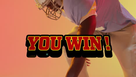 Animation-Ihres-Siegestextes-über-Einem-American-Football-Spieler-Auf-Neonfarbenem-Hintergrund