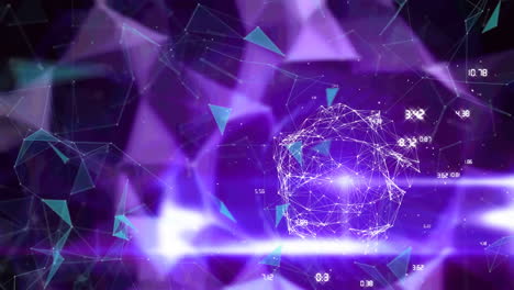 Digital-animation-of-globe-of-network-of-connections-against-plexus-network-on-purple-background