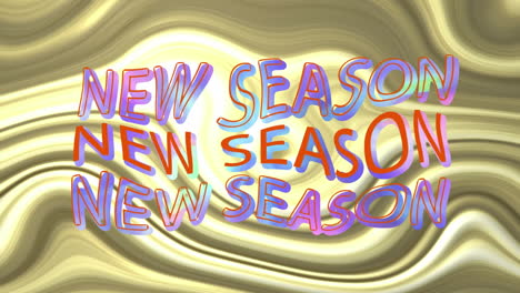 Animation-of-new-season-text-over-golden-liquid-background