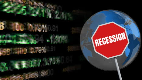 Das-Wort-„Rezession“-Steht-Auf-Einem-Stoppschild-über-Der-Börsenanzeige-Im-Hintergrund