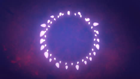 Leuchtender-Kreis-Aus-Lichterketten-Auf-Violettem-Hintergrund